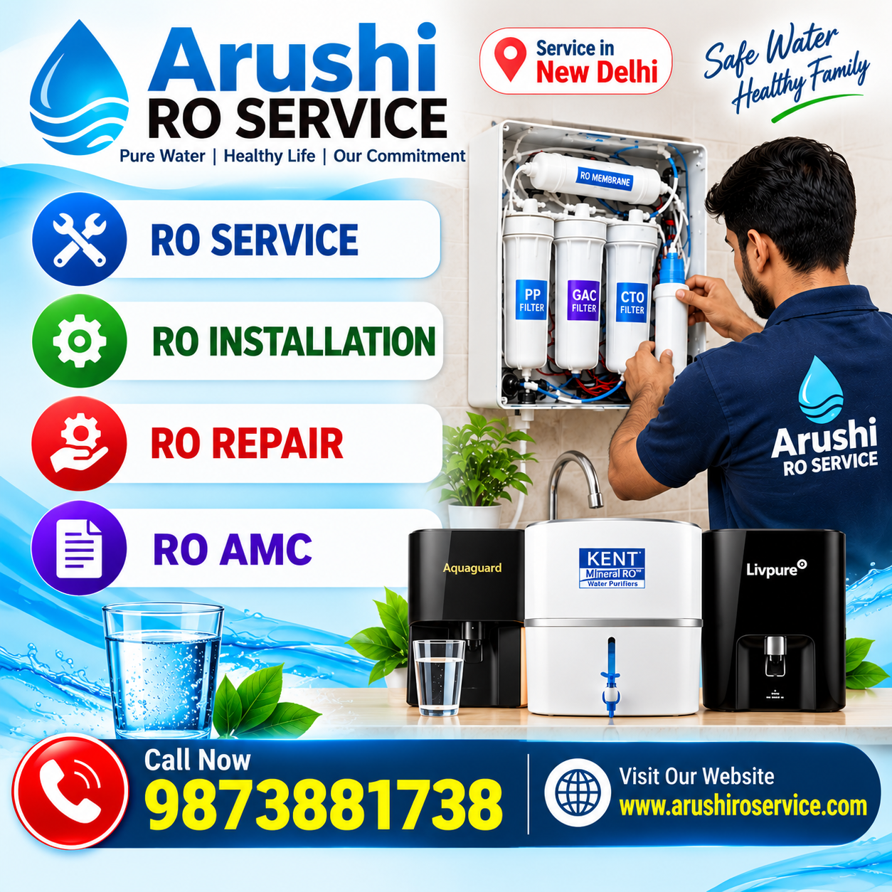 Best RO Service in Delhi | Arushi RO Service – Repair, Installation & AMC