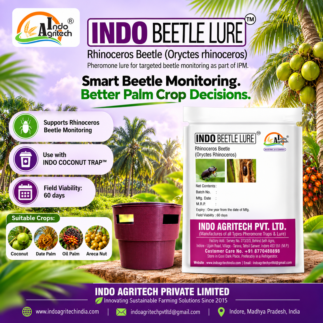 INDO BEETLE LURE™ – Rhinoceros Beetle Pheromone Lure Manufacturer in India