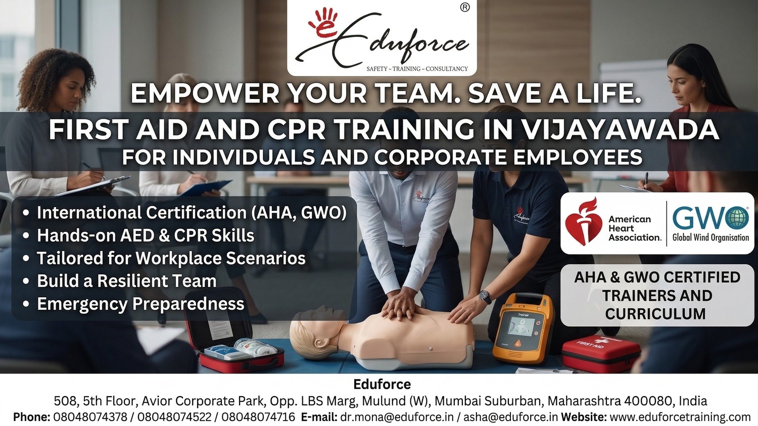 certified cpr aed training for