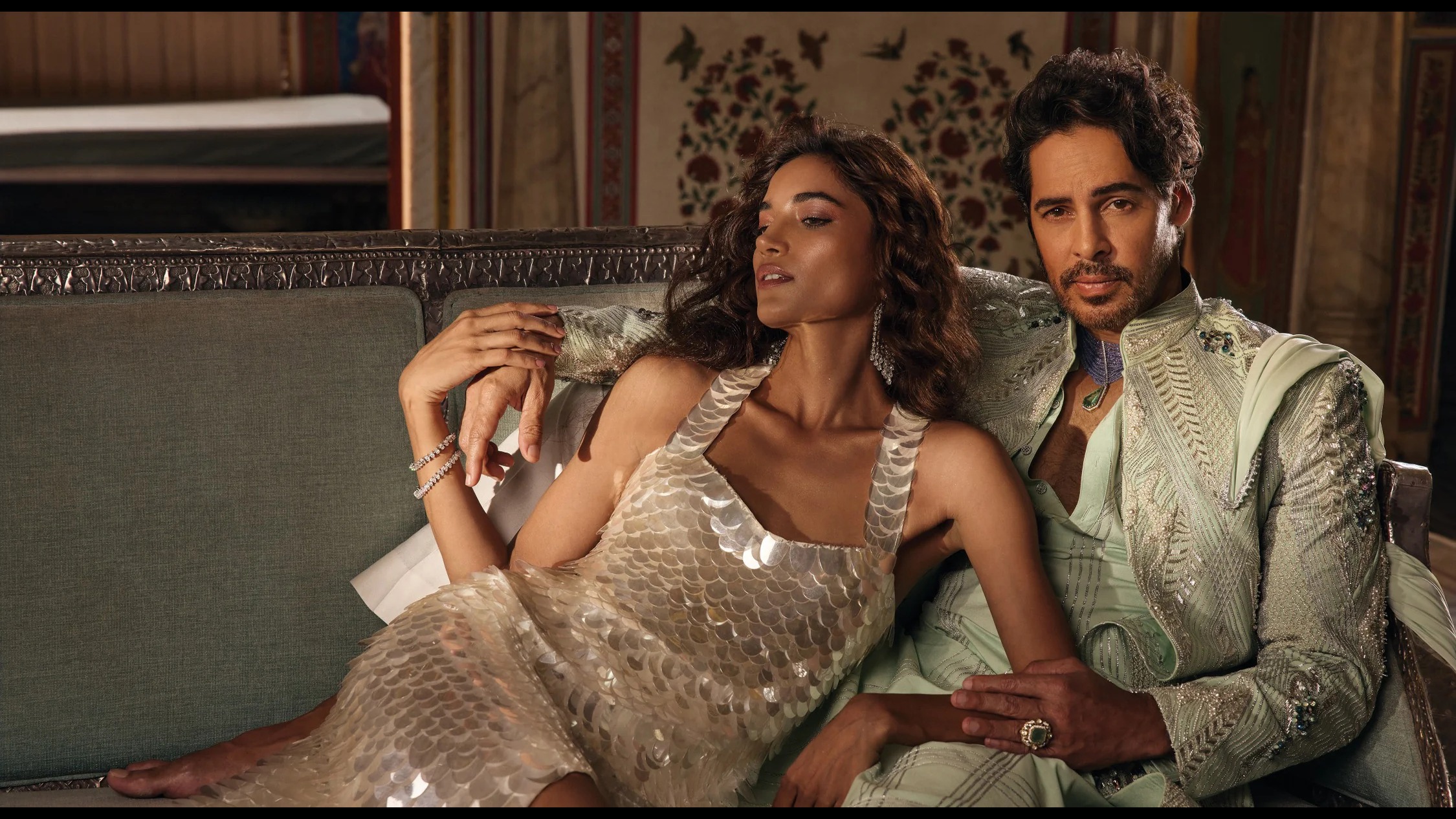 Emerald-Green Bespoke Silk Sherwani | DIWAN SAHEB