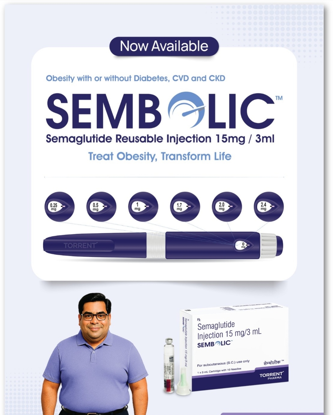 Sembolic 15mg Injection – Semaglutide 15mg/3mL product image