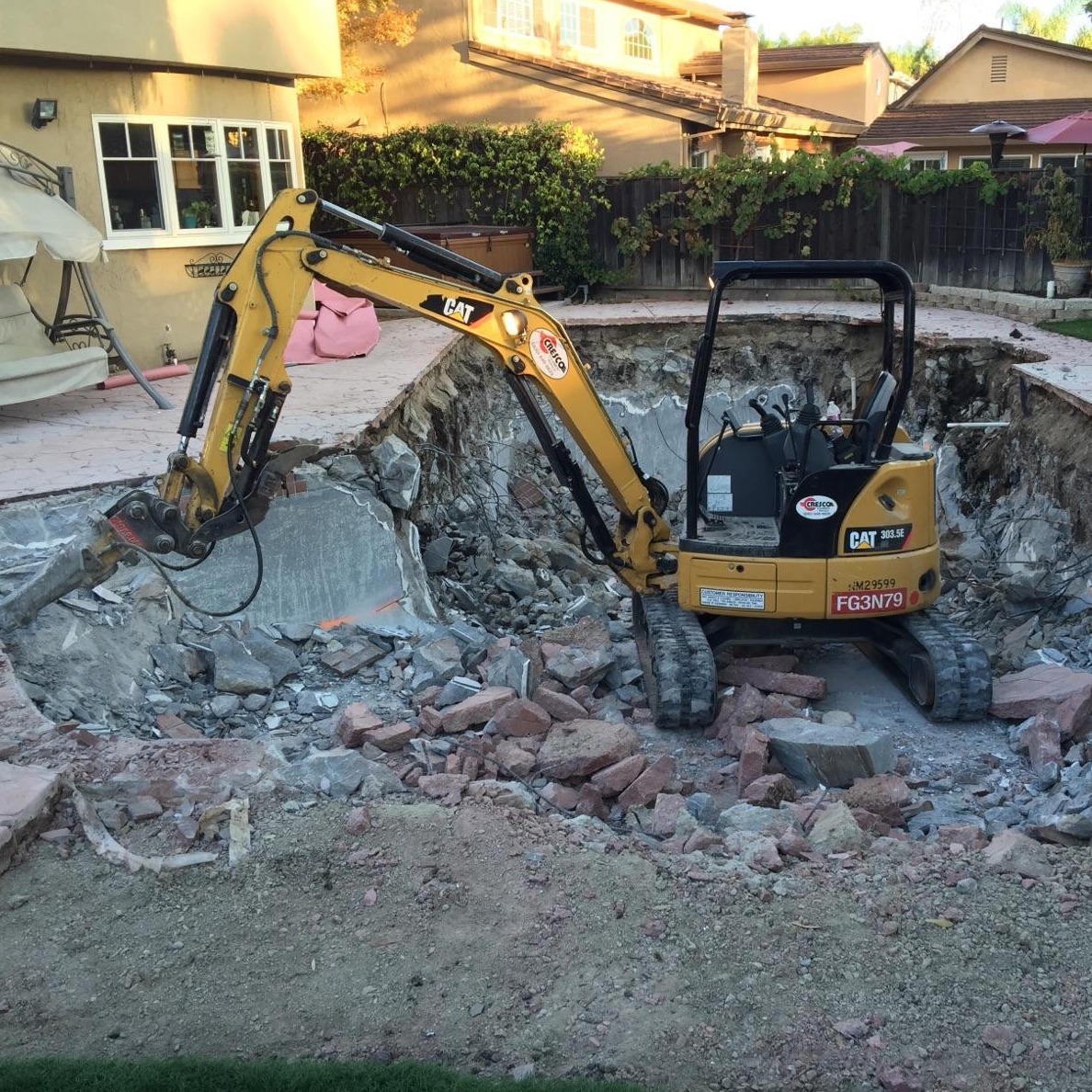 pool and water tank demolition
