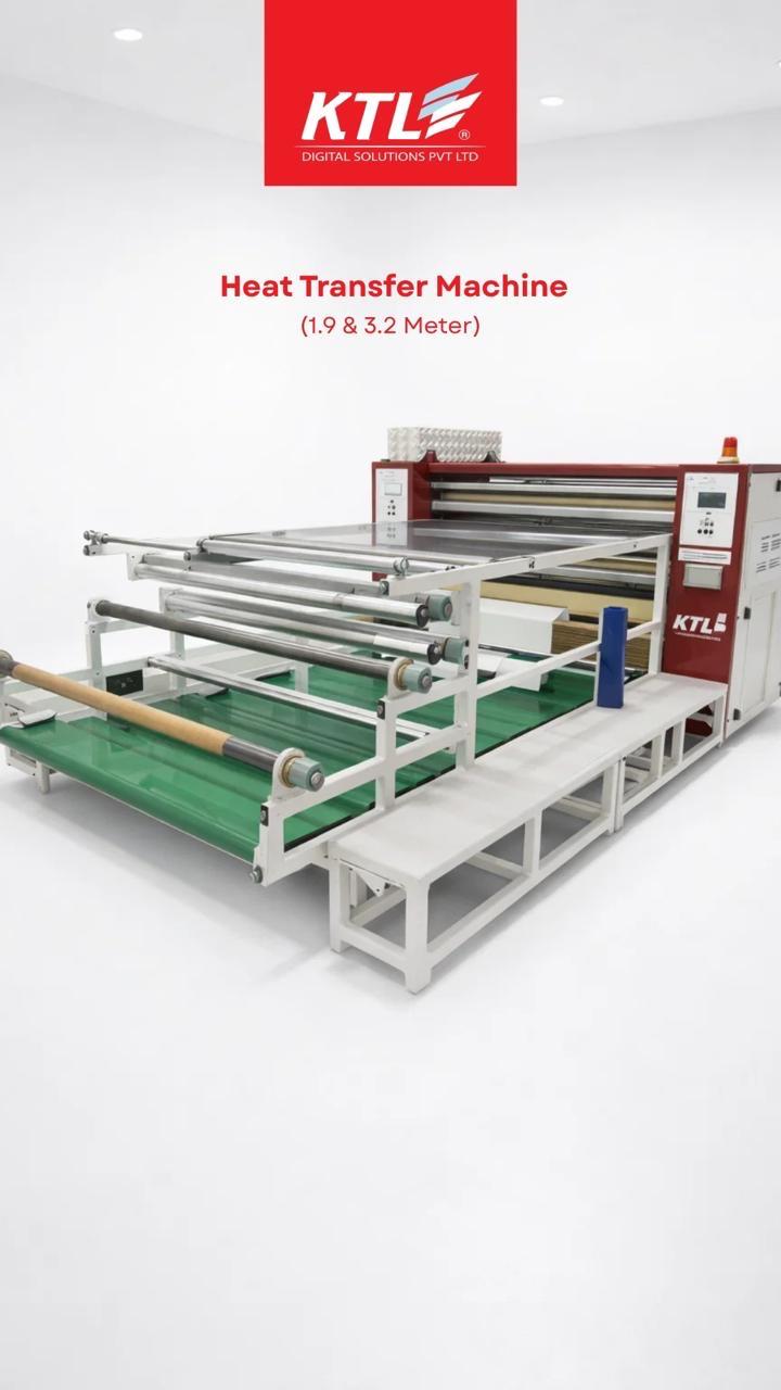 Product Features.<0.5 mg drum balancing variation (lowest in industry)..works on uneven fabric ,cut pieces and roll to roll printing .. Its multifaceted features includes heat transfer printing as well as cotton cold transfer printing .. enables adjustable pneumatic pressuising for flexible control of pressure . allow constant temp control. excellent print quality and ink penetration ensures no colour diffrence of fabric before and after the transfer printing. enclosed wrapping of the roller ensures protection from heat loss problem.. less power consumption and man power requried thus cost effective printing. 100% nomex blanket ensures natural fabric hand feel. blanket sensor to control the blanket . 2 meter table for proper adjustment of fuusing .