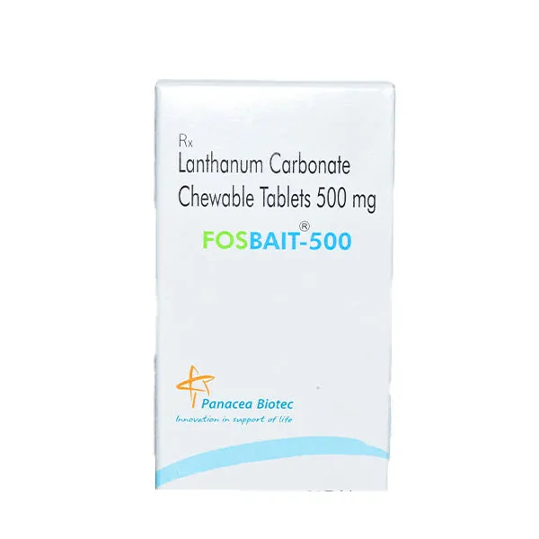 Fosbait 500 mg (Lanthanum Carbonate) Tablet Exporter from India – Fast Delivery to USA, UK & Singapore image 1