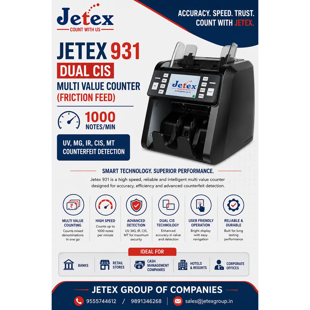 Jetex 931 Dual CIS Multi Value Counter Dealer in Delhi, Patna, UP, Jharkhand, Bihar and PAN India