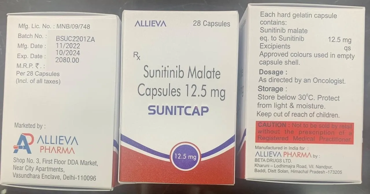 Sunitinib Malate Capsules 12.5 mg Supplier in South Africa | Affordable Cancer Medicine