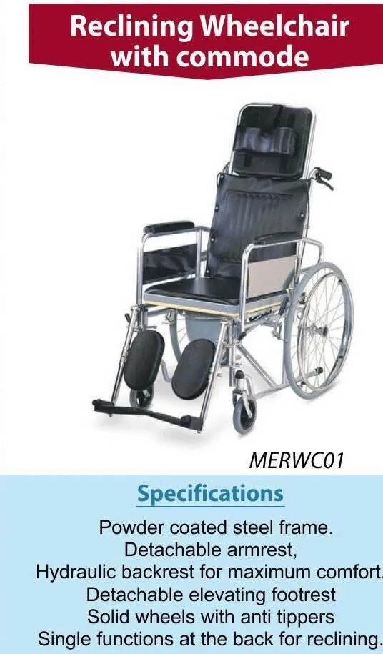 Reclining Wheelchair With Commode
•powder coated ...