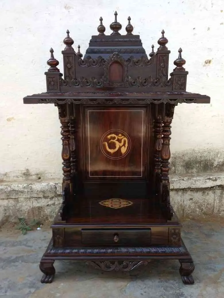 Rosewood pooja Mantap in curving and inlay work wi...