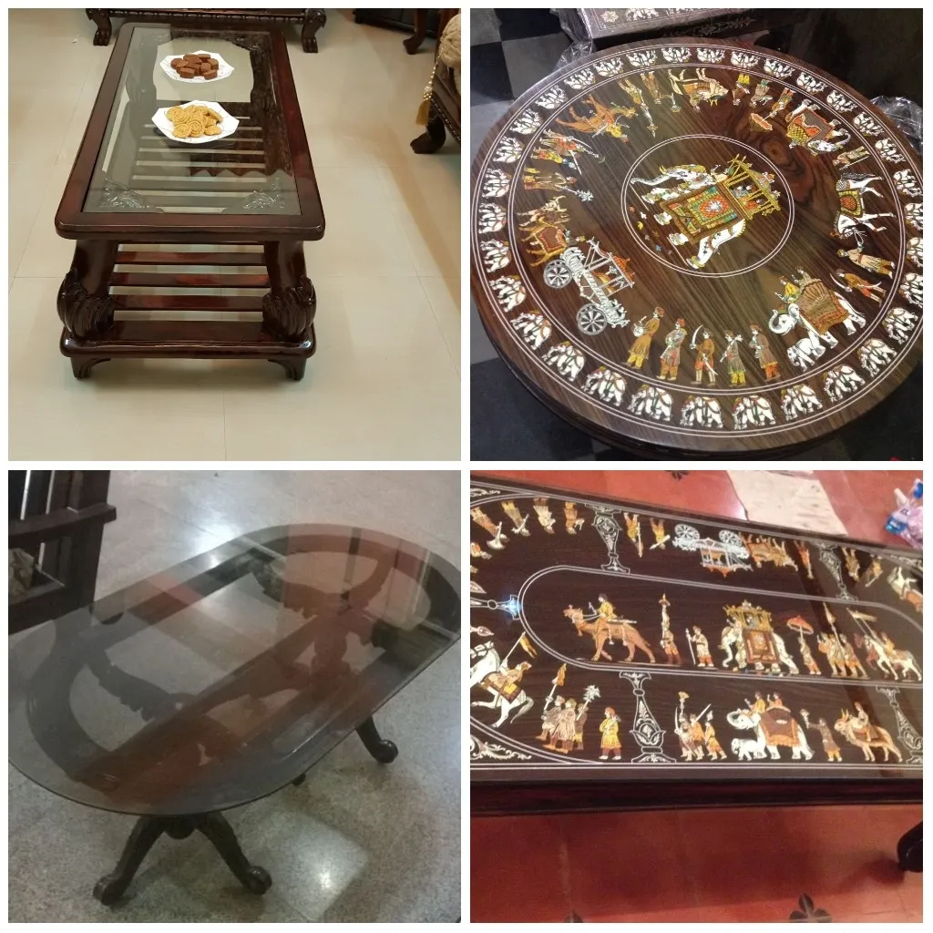 Rosewood Centre tables.... inlay Ambari work , car...