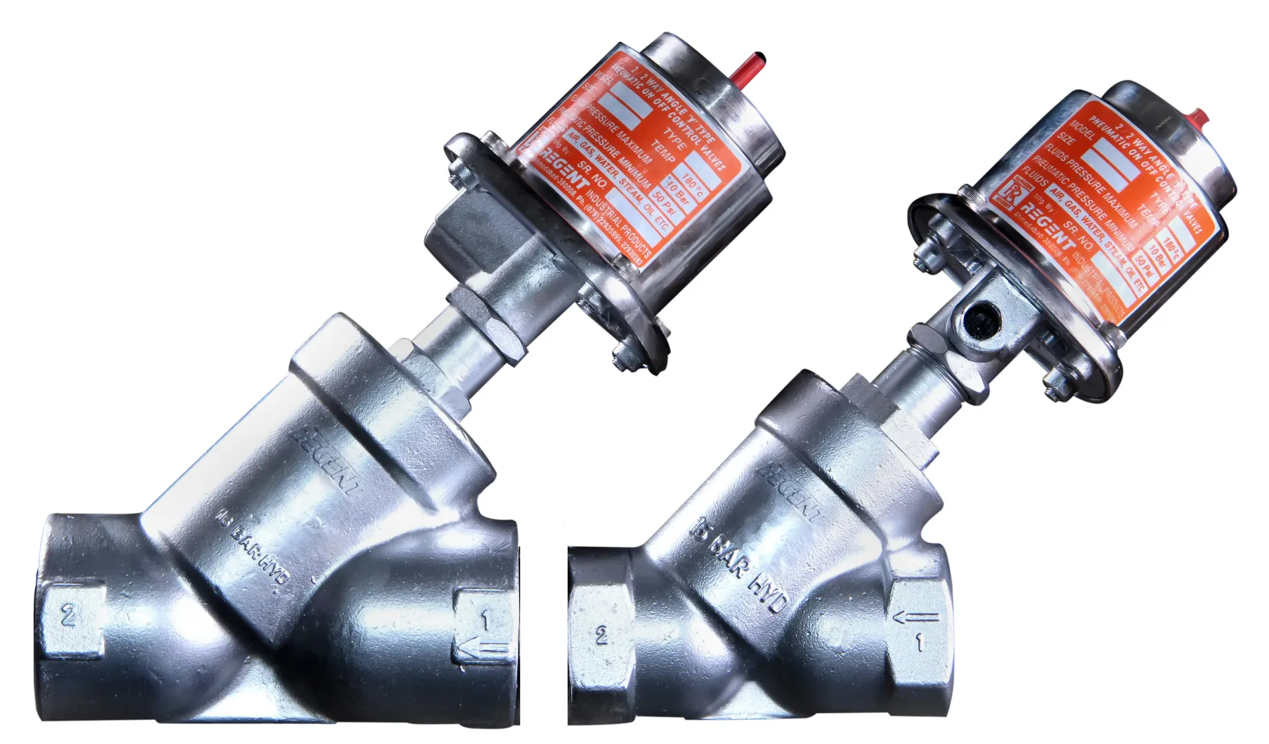 REGENT Pneumatic Angle Seat Valve / Y type Angle V...