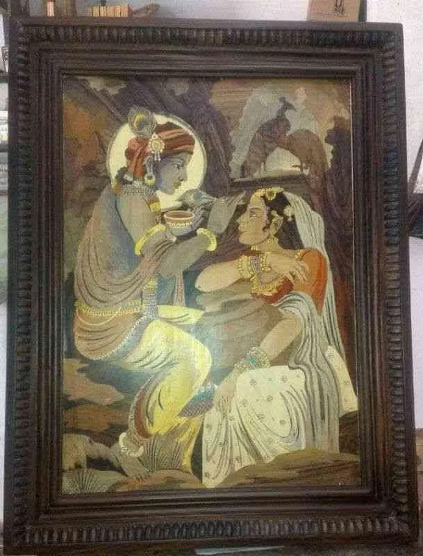 Rosewood Radha Krishna frame with Antique Carving ...