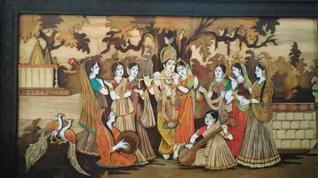 Rosewood Radha Krishna frame with Antique Carving ...