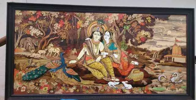 Rosewood Radha Krishna frame with Antique Carving ...