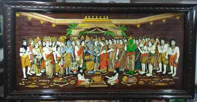 Rosewood Radha Krishna frame with Antique Carving ...