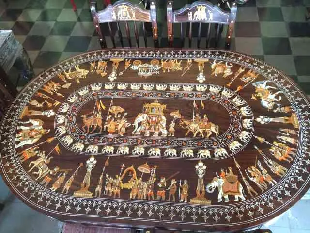 Rosewood Dining Table in Dasara inlay work Beautif...