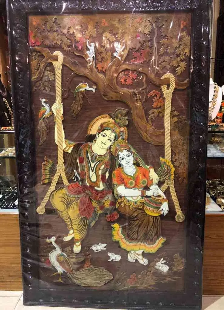 Rosewood Frame Radha Krishna 3D Relief with best C...