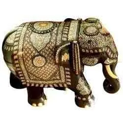Rosewood Brass Inlaid Elephants all natural metal...