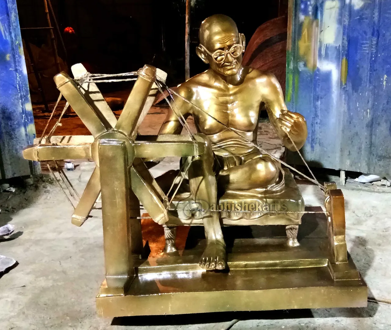 We are manufacturing Fiber Gandhi Ji with Charkha ...