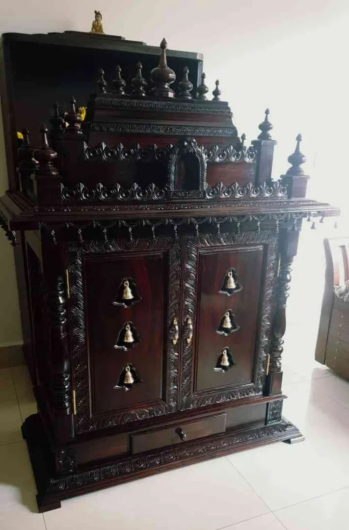 Rosewood Pooja Mandir,
Pooja Mandir with door in...