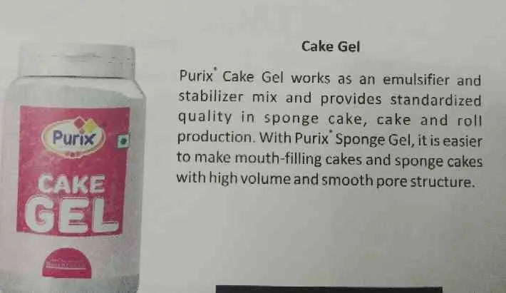 Purix cake gel (cake improver) works as an emulsif...