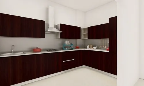 Acrylic L Shape Modern L Shaped Modular Kitchen In...
