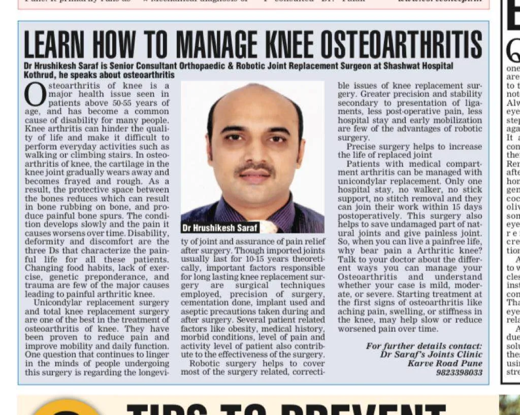 Management of osteoarthritis and Robotic knee repl...