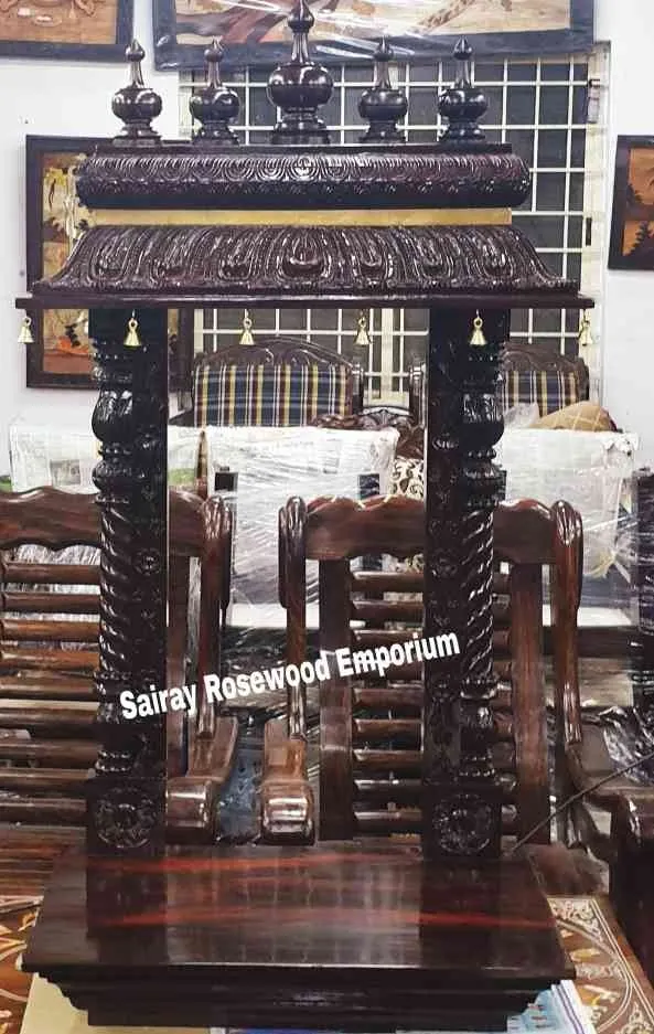 Rosewood Pooja Mantap, Modern House Wall Mounted P...