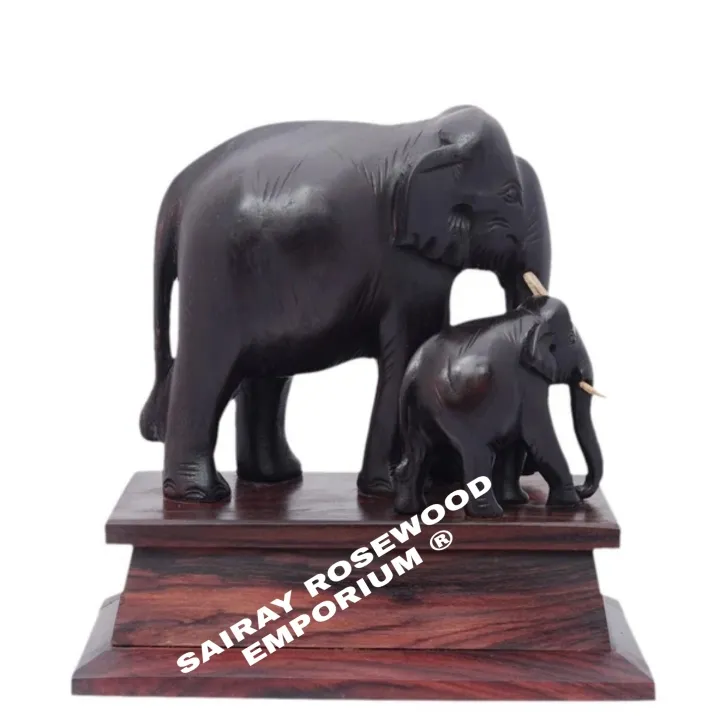 Rosewood Elephant with baby elephant good for vast...