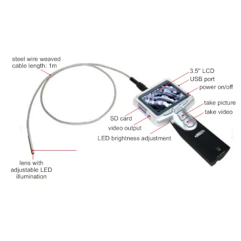 An industrial borescope camera is used to see in w...