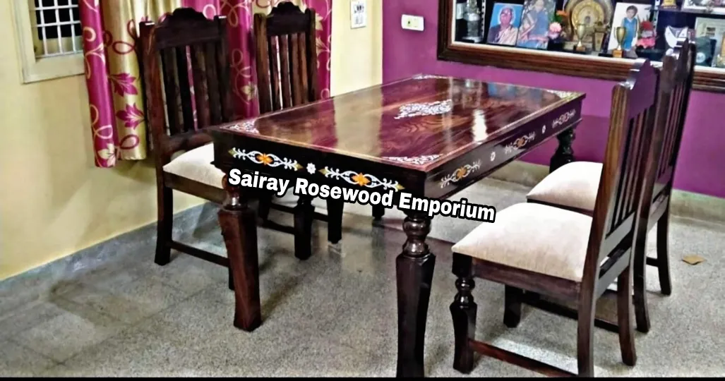 Rosewood Dinning table with 4 Chairs,
Size 5Feet ...