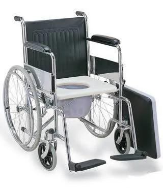 Folding commode wheelchair with dual breaks
Chrome...