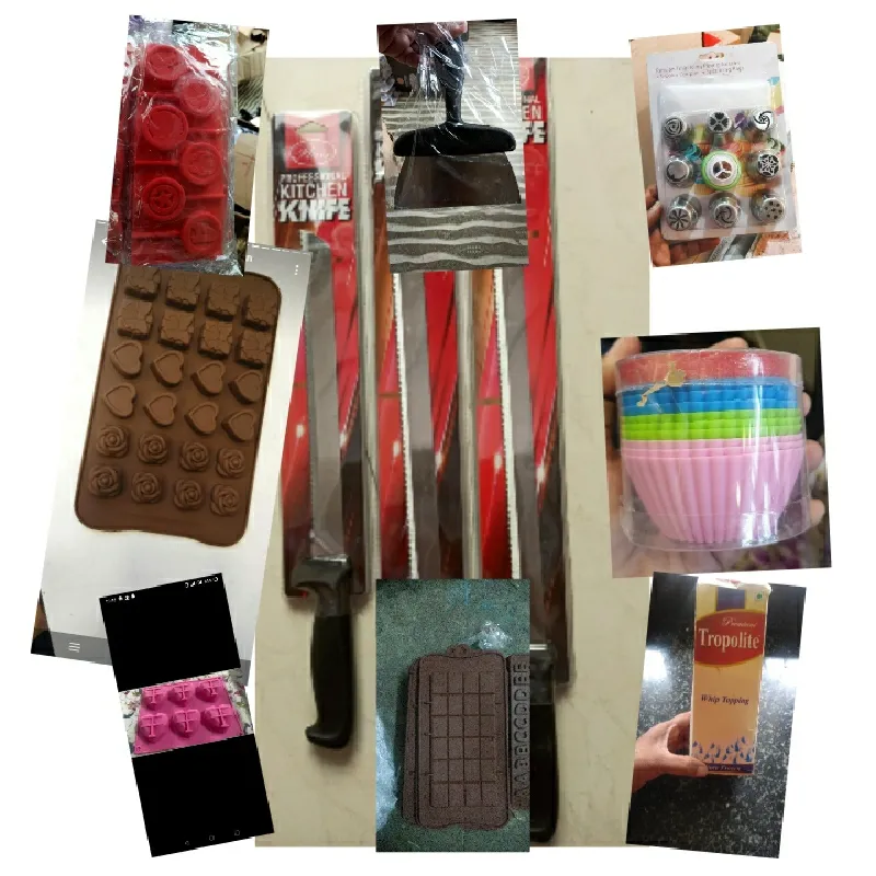 Scrappers, chocolate moulds, bread knives Pallate ...