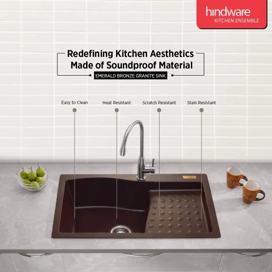Emerald granite Sink comes with a 5-year warranty....