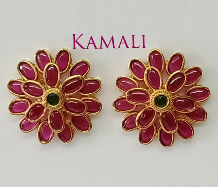 Kempu Stud For Women.
Oxidised Gold Plated Stud F...