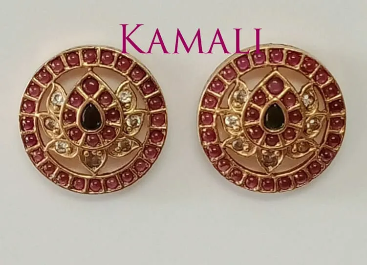Kempu Stud For Women.
Oxidised Gold Plated Stud F...