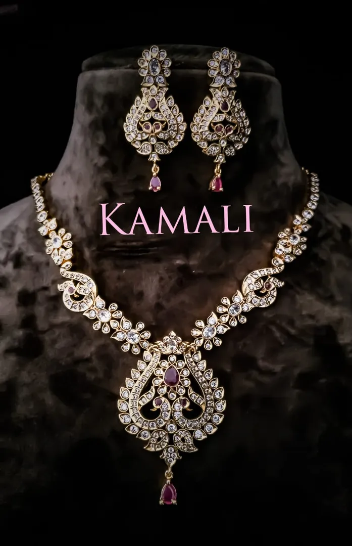 White Stone Necklace Set For Women.
Gold plated C...
