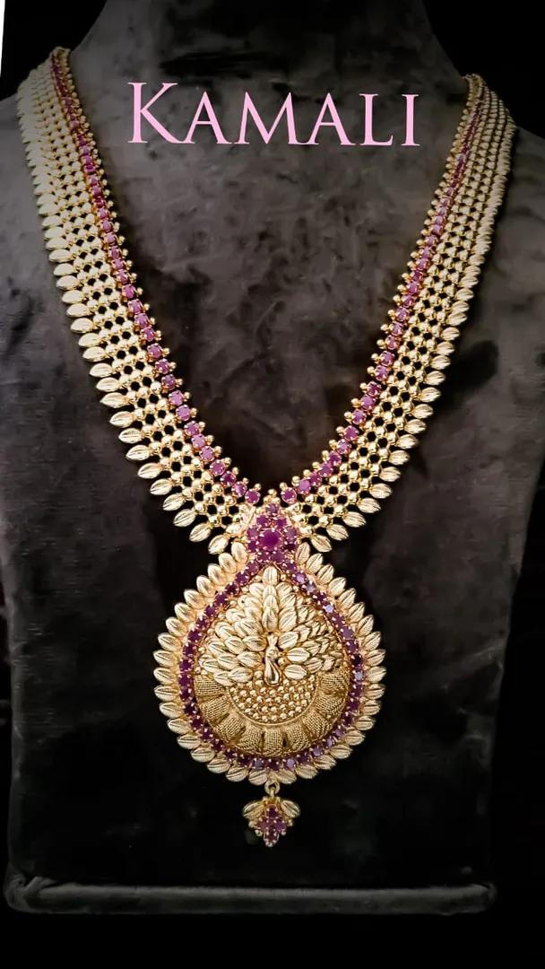 Gold plated One line Ruby Stone with Gold Plated F...