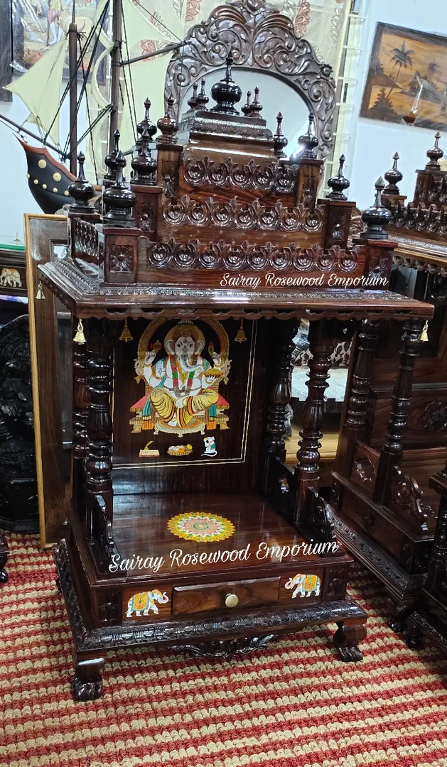 Rosewood Pooja mantapa
Depth 21"
Width 28"
Heigh...
