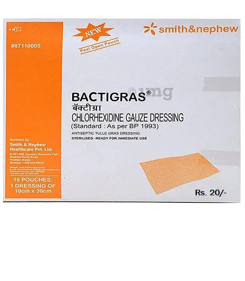Bactigras Dressing consists of a cotton leno-weav...