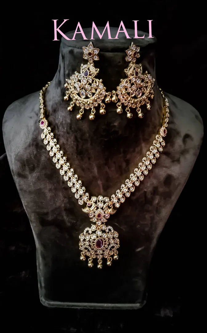 White CZ Stone Necklace l Kamali Artificial Gold 1...
