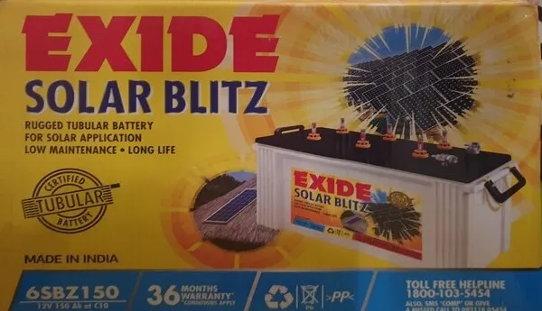 Exide Solar Battery 6SBZ150
12V/150 AH SOLAR BLIT...