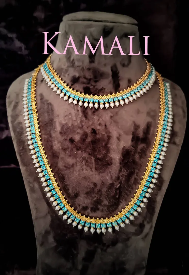 Blue Stone Necklace and Haram
Aqua blue colour st...