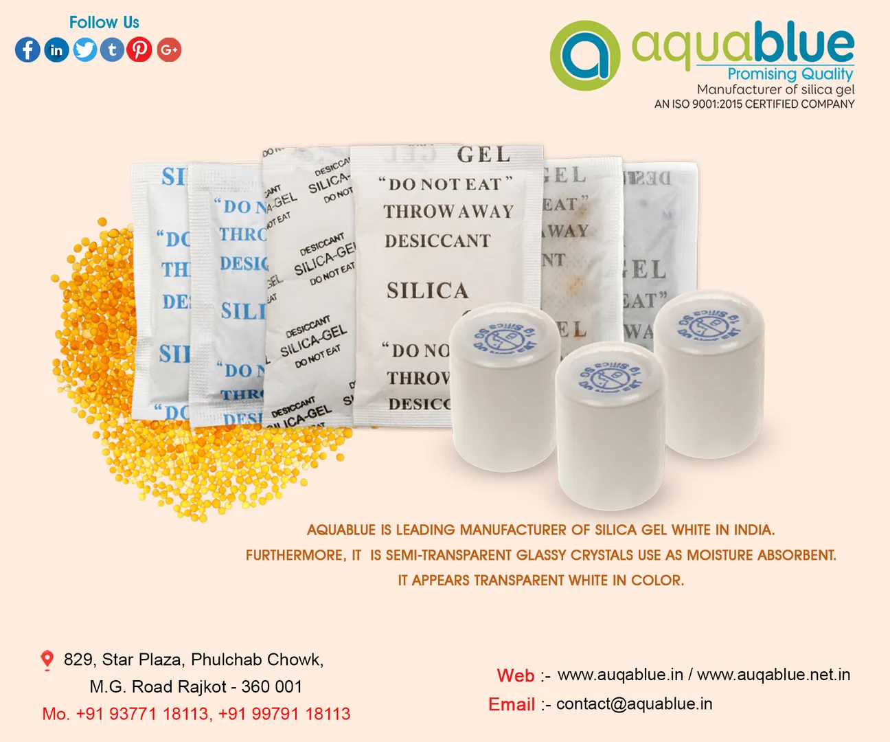 Www.aquablue.in is Manufacturer for Silica Gel , S...
