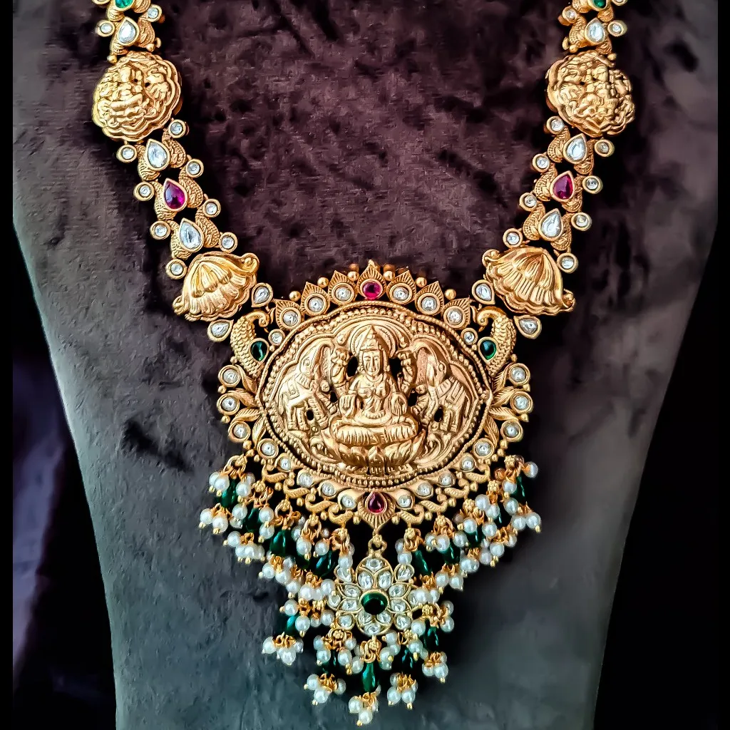 Antique Lakshmi Haram With Jumkkas
Adorned with K...