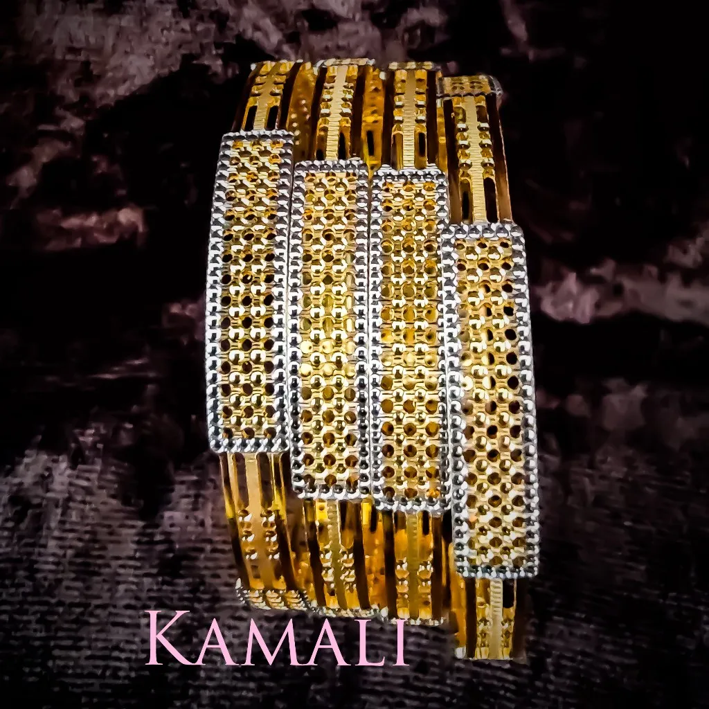 Rhodium Plated Gold Mixed Bangles
Artificial Gold...
