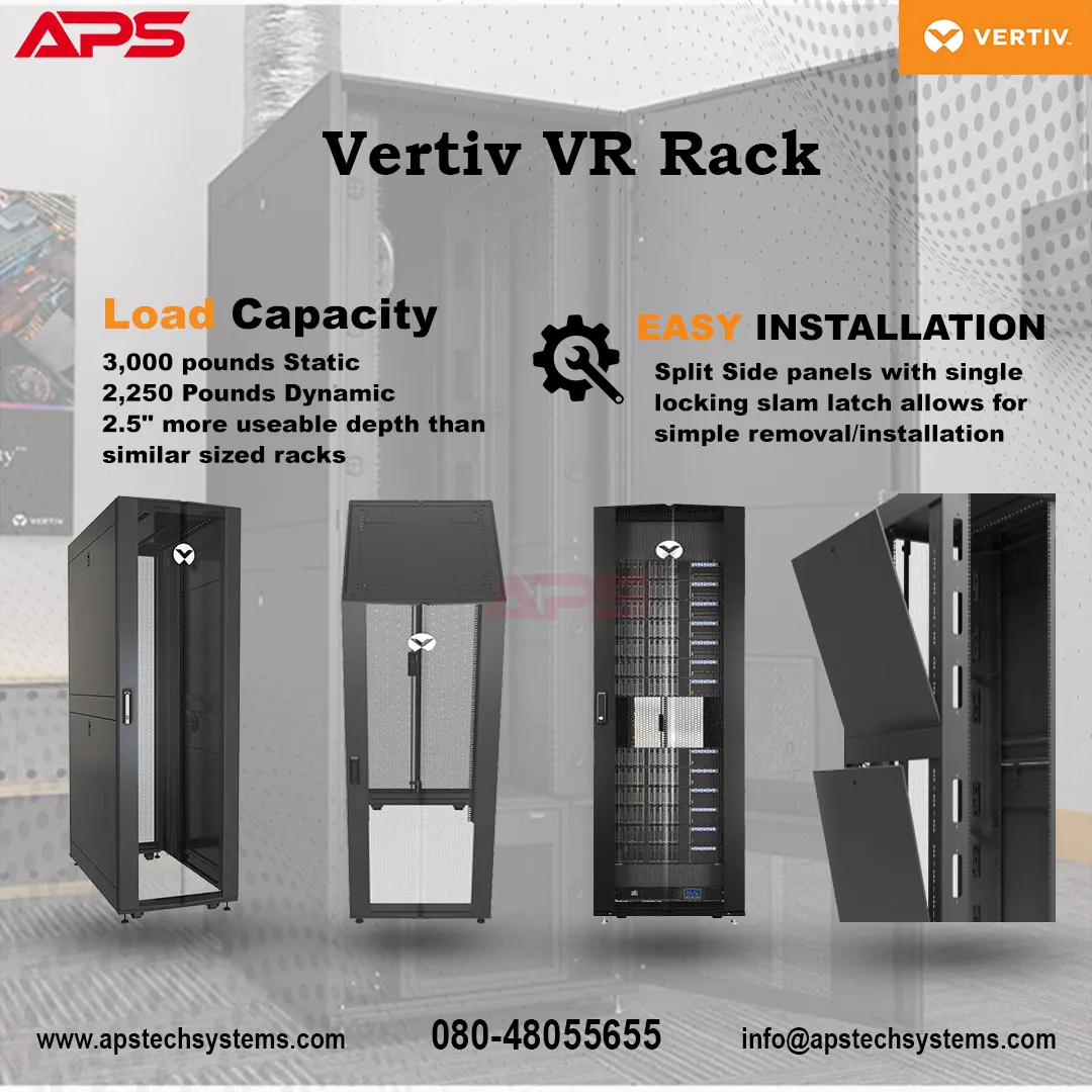 VR Racks from Vertiv support servers, storage, rou...