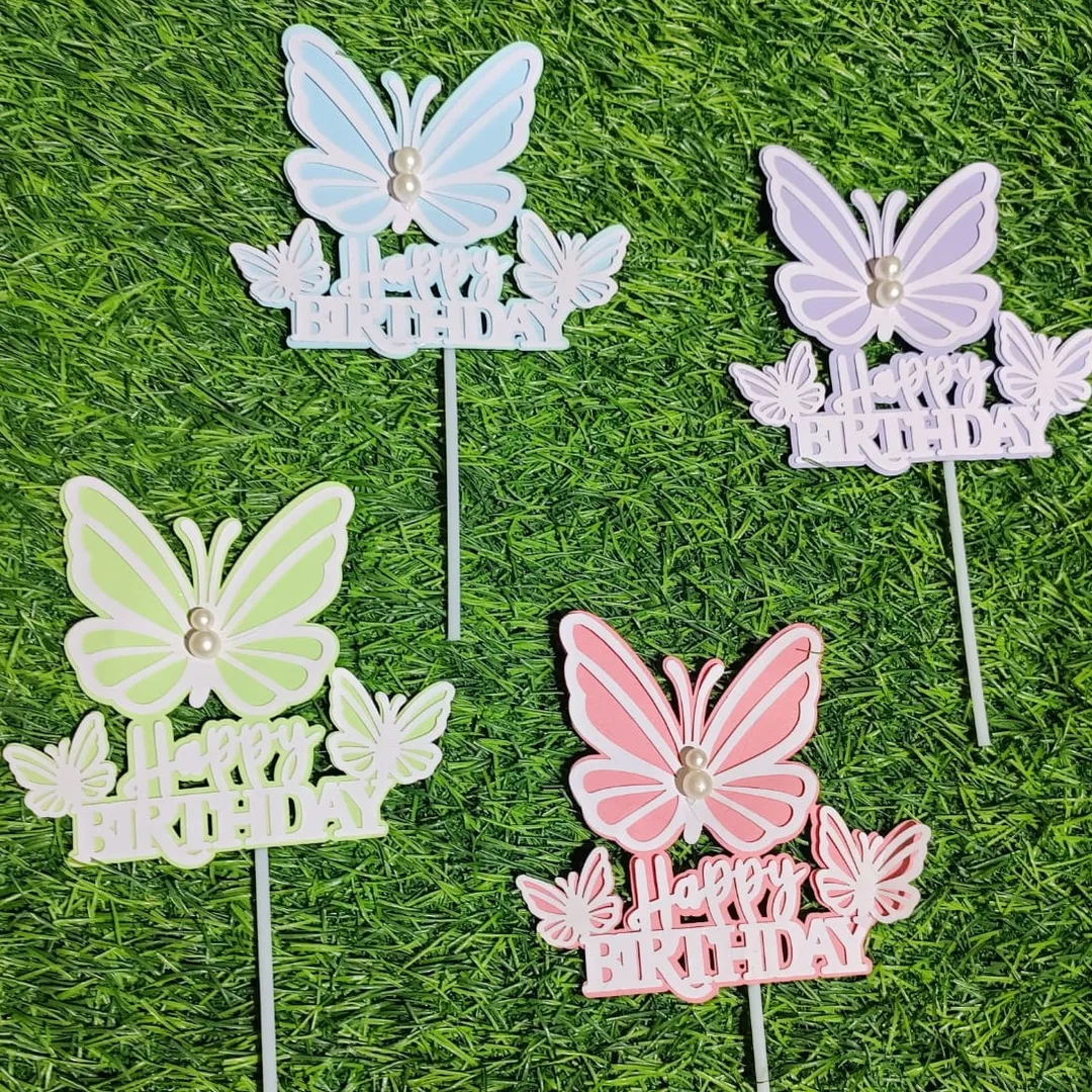 butterfly with happy birthday tag #nonediblebutter...