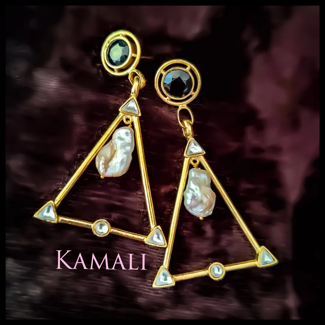 Kundan Stud and drops with Mother of Pearl Dangles...