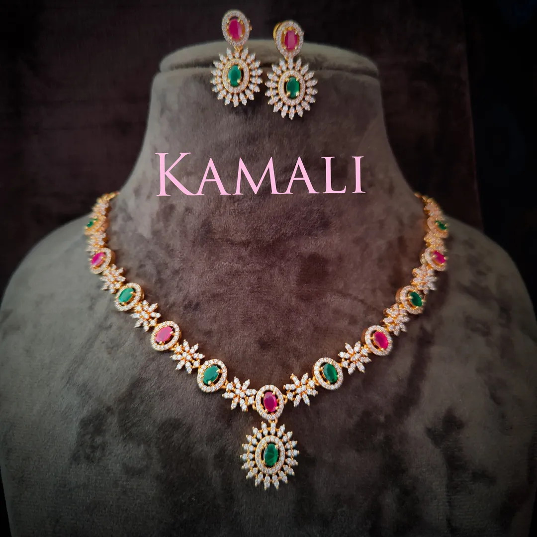 Semiprecious Ruby and Emerald Stone Necklace set f...