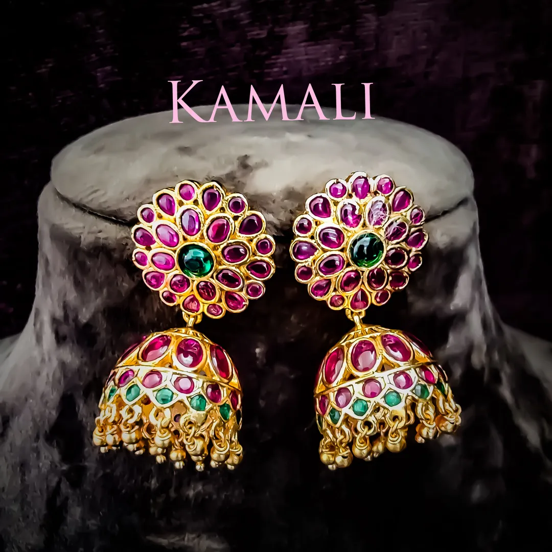 Antique Jumkkas adorned with Red and Green Kempu s...